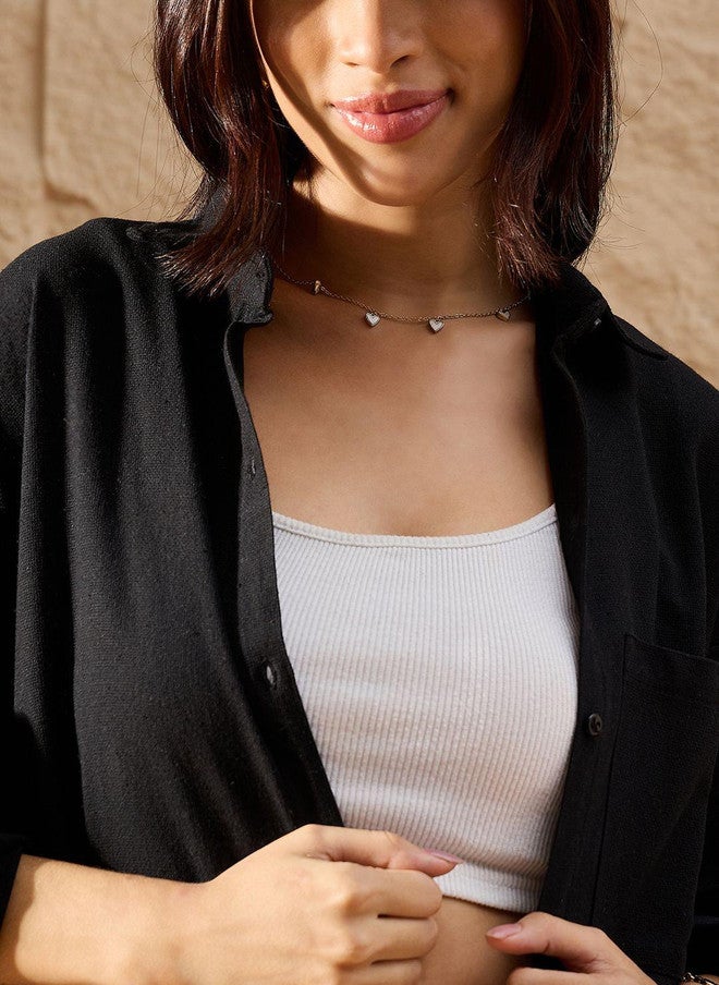 CHIMPAAANZEE Women Oversized Fit Solid Spread Collar Casual Shirt - Image 2